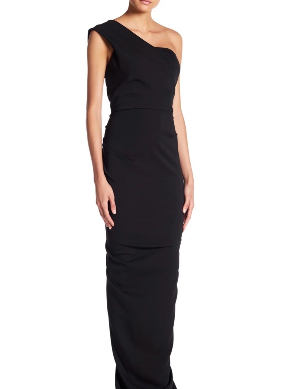 Nicole Bakti AIDA One-Shoulder Black Evening Gown